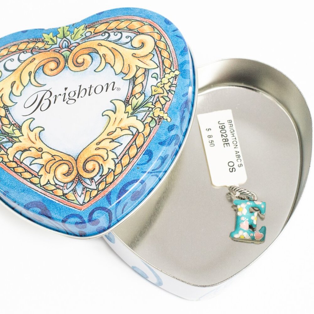NWT Brighton Enamel Heart & Flower Initial Letter E Charm